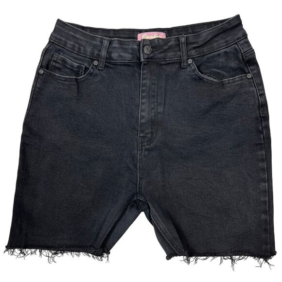 Bamboo Original Denim Black Cutoff Jean Shorts Sz 13 Grunge Stretch Denim Jorts - Picture 1 of 9
